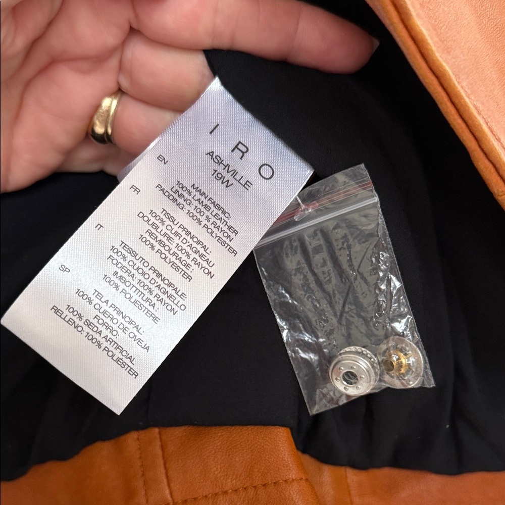 IRO Ashville Camel Brown Leather Jacket with Silver Accents - Picture 7 of 12